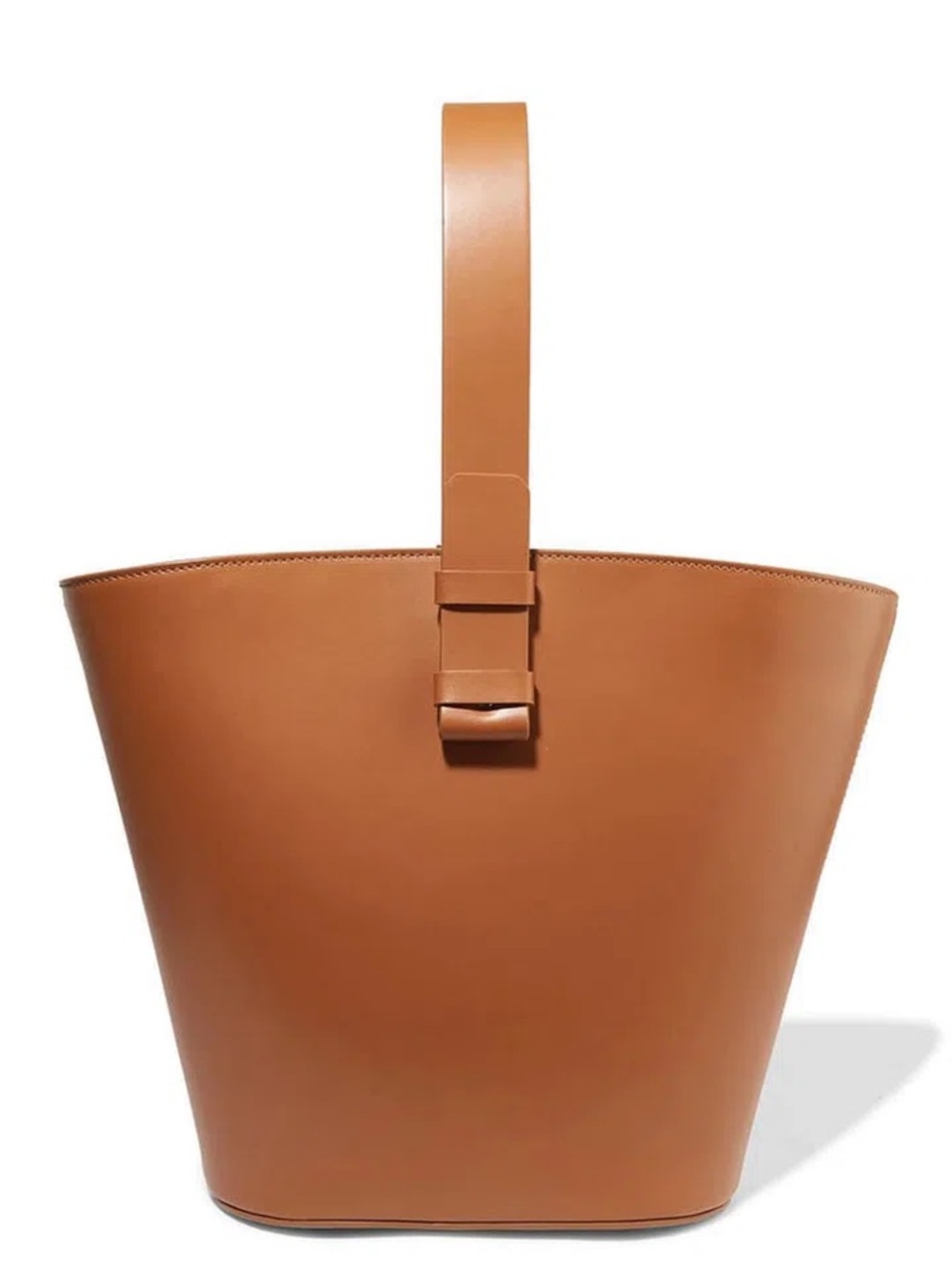 Minimal Tan Leather Tote with Single Top Handle